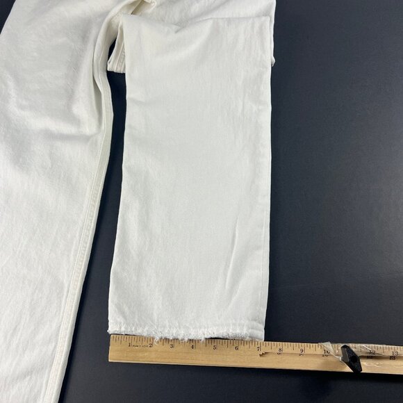 AGOLDE Jean Women 30x29* 90s Mid Rise Loose White Distressed Cotton Denim Tag 27 - Picture 11 of 16